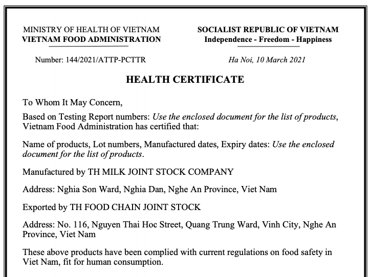 DỊCH VỤ LÀM HEALTH CERTIFICATE (HC) XUẤT KHẨU